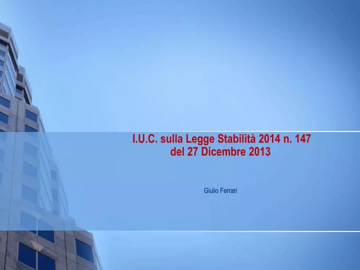 i u c sulla legge stabilit 2014 n 147 del 27 dicembre 2013