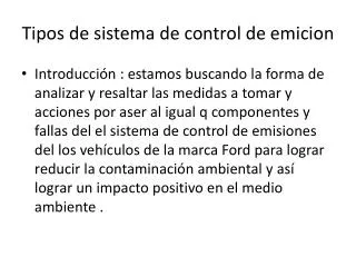 tipos de sistema de control de emicion