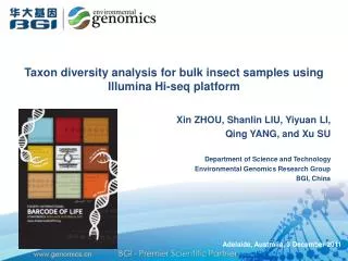 T axon diversity analysis for bulk insect samples using Illumina Hi- seq platform