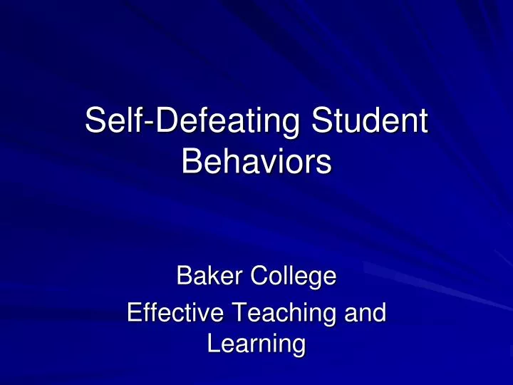self defeating student behaviors