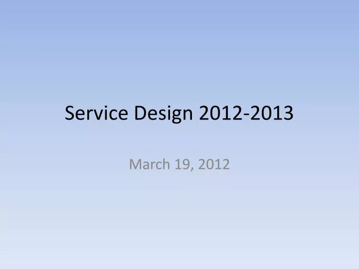 service design 2012 2013