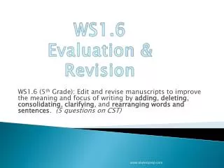 WS1.6 Evaluation &amp; Revision