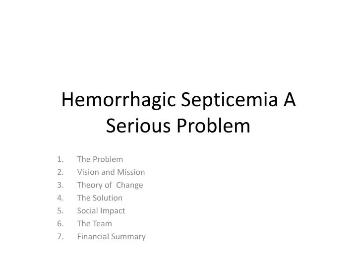 hemorrhagic septicemia a s erious problem