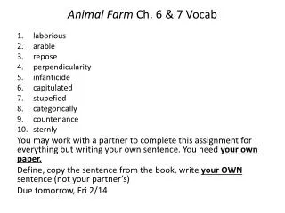 Animal Farm C h. 6 &amp; 7 Vocab