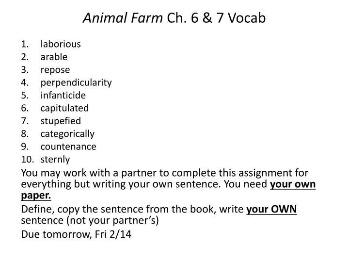 animal farm c h 6 7 vocab
