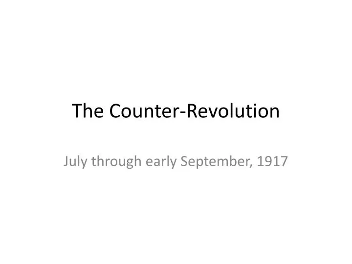 the counter revolution