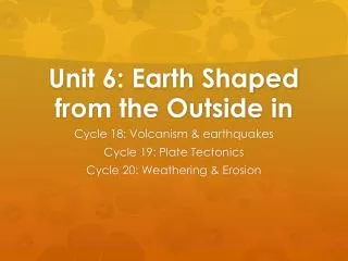 Unit 6: Earth Shaped from the Outside in