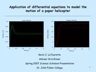Application of differential equations to model the motion of a paper helicopter