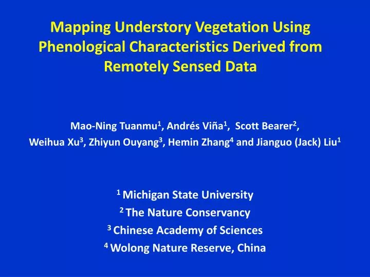 mapping understory vegetation using phenological characteristics derived from remotely sensed data