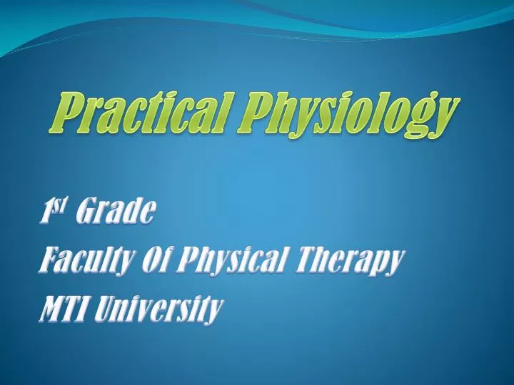 practical physiology