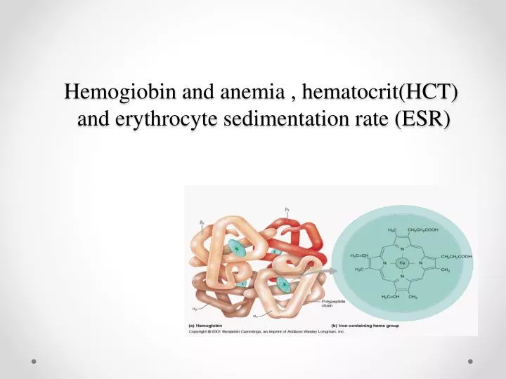 hemogiobin and anemia hematocrit hct and erythrocyte sedimentation rate esr