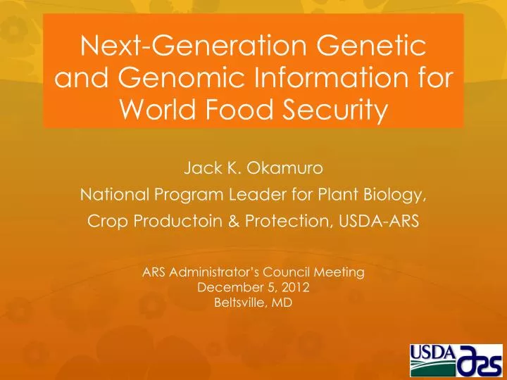 next generation genetic and genomic information for world food security