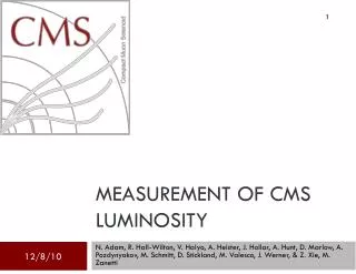 Measurement of CMS Luminosity
