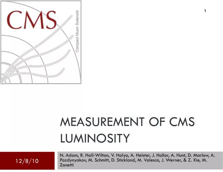 measurement of cms luminosity