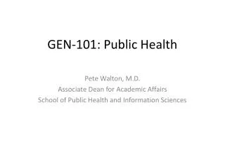 GEN-101: Public Health