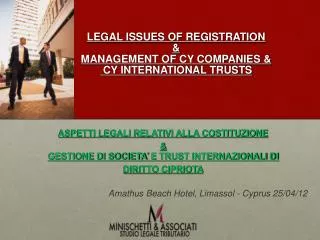 LEGAL ISSUES OF REGISTRATION &amp; MANAGEMENT OF CY COMPANIES &amp; CY INTERNATIONAL TRUSTS