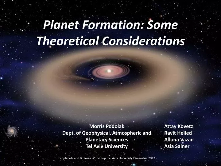 planet formation some theoretical considerations