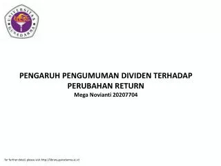 PENGARUH PENGUMUMAN DIVIDEN TERHADAP PERUBAHAN RETURN Mega Novianti 20207704