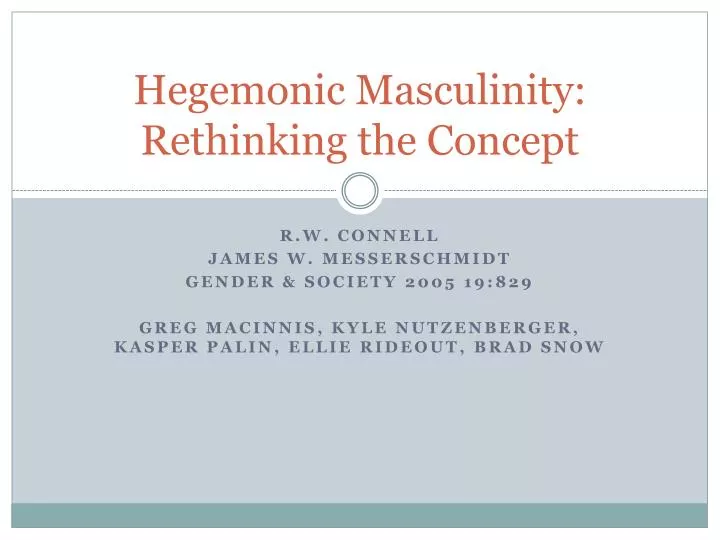 hegemonic masculinity rethinking the concept