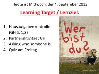Learning Target / Lernziel :