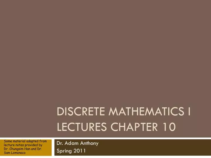 discrete mathematics i lectures chapter 10
