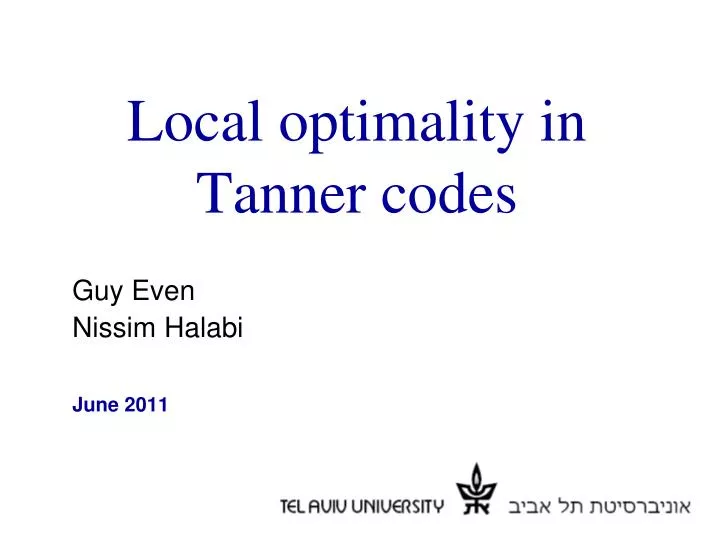local optimality in tanner codes