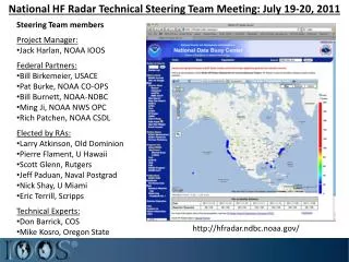 National HF Radar Technical Steering Team Meeting: July 19-20, 2011