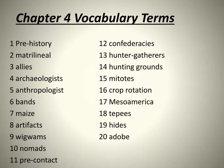 chapter 4 vocabulary terms
