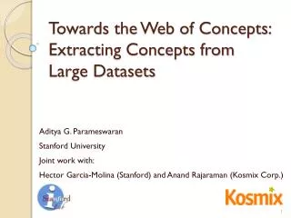 Towards the Web of Concepts: Extracting Concepts from Large Datasets