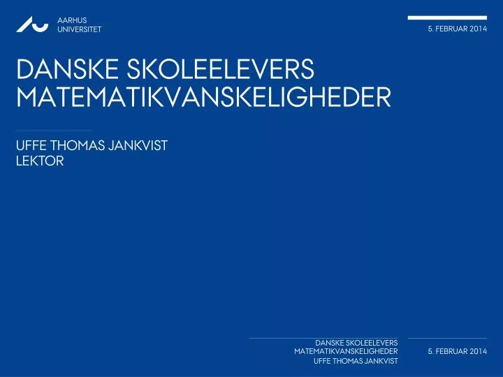 danske skoleelevers matematikvanskeligheder