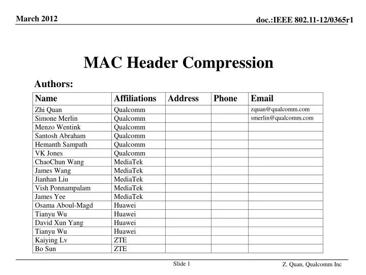 mac header compression