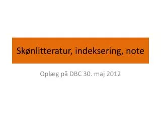 sk nlitteratur indeksering note