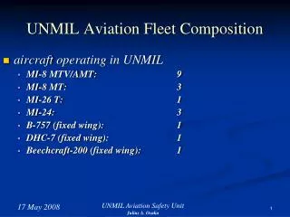 UNMIL Aviation Fleet Composition