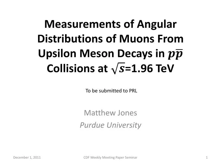 measuremen ts of angular distributions of muons from upsilon meson decays in collisions at 1 96 tev