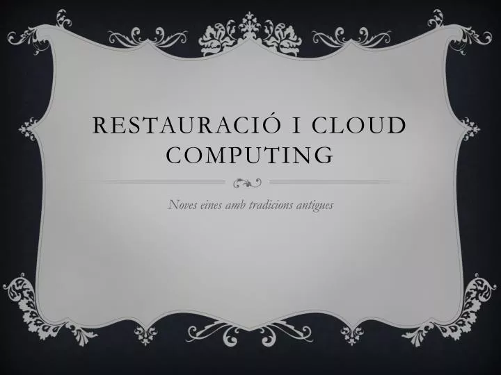 restauraci i cloud computing