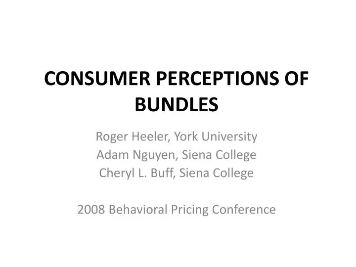 consumer perceptions of bundles