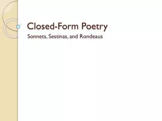 Closed-Form Poetry