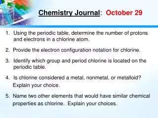 Chemistry Journal : October 29