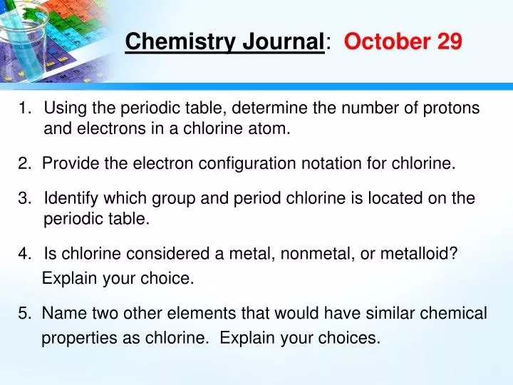 chemistry journal october 29