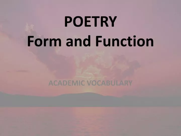 poetry form and function