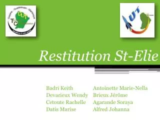 restitution st elie