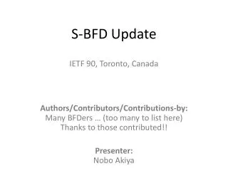 S-BFD Update