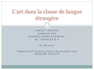 l art dans la classe de langue trang re