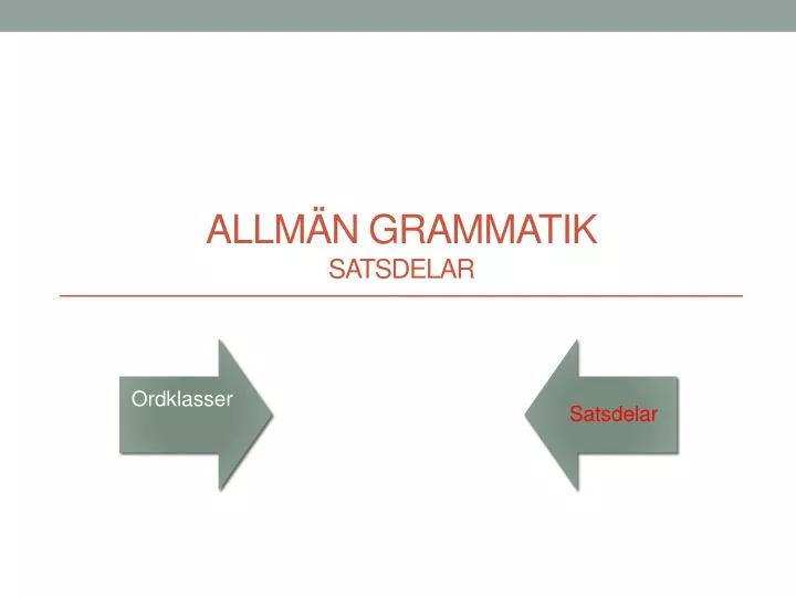 allm n grammatik satsdelar