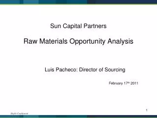 Sun Capital Partners Raw Materials Opportunity Analysis