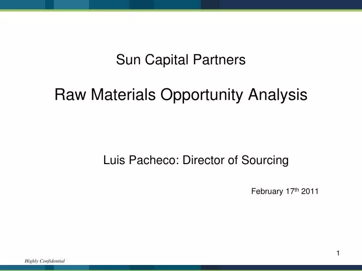 sun capital partners raw materials opportunity analysis