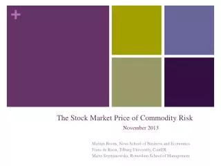 The Stock Market Price of Commodity Risk 	November 2013
