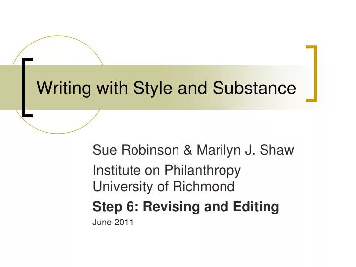 writing with style and substance