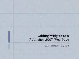 Adding Widgets to a Publisher 2007 Web Page