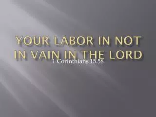 Your labor in not in vain in the Lord
